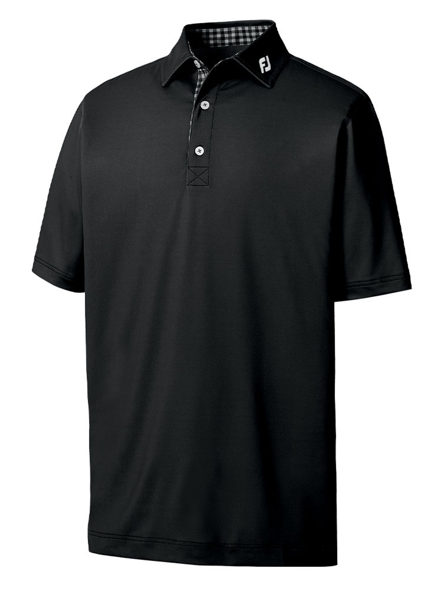 ★★ ★★ Athletic Golf Pique Tee T12E6TPO440MT FootJoy Pique Solid Gingham Trim Golf Shirt (Athletic Fit